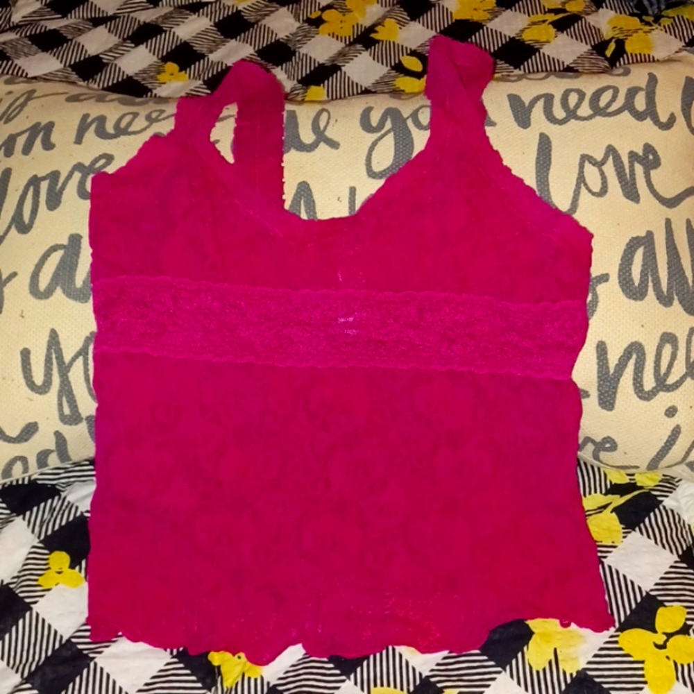 Pink lace pajama tank top